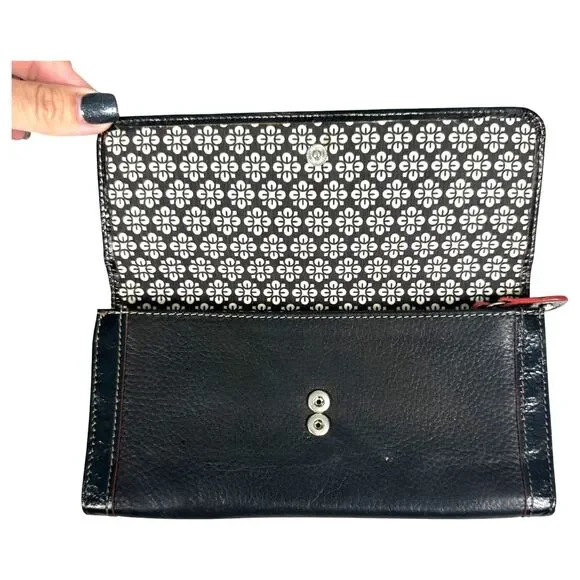 Fossil Vintage Black Pebbled Leather Accordion Wallet - Picture 3 of 4